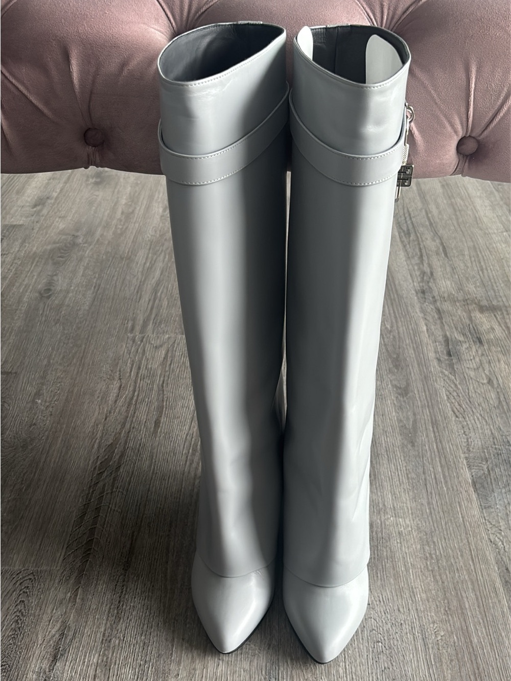 Givenchy Shark lock Boot Women's Over-the-Knee Light Gray 40.5
